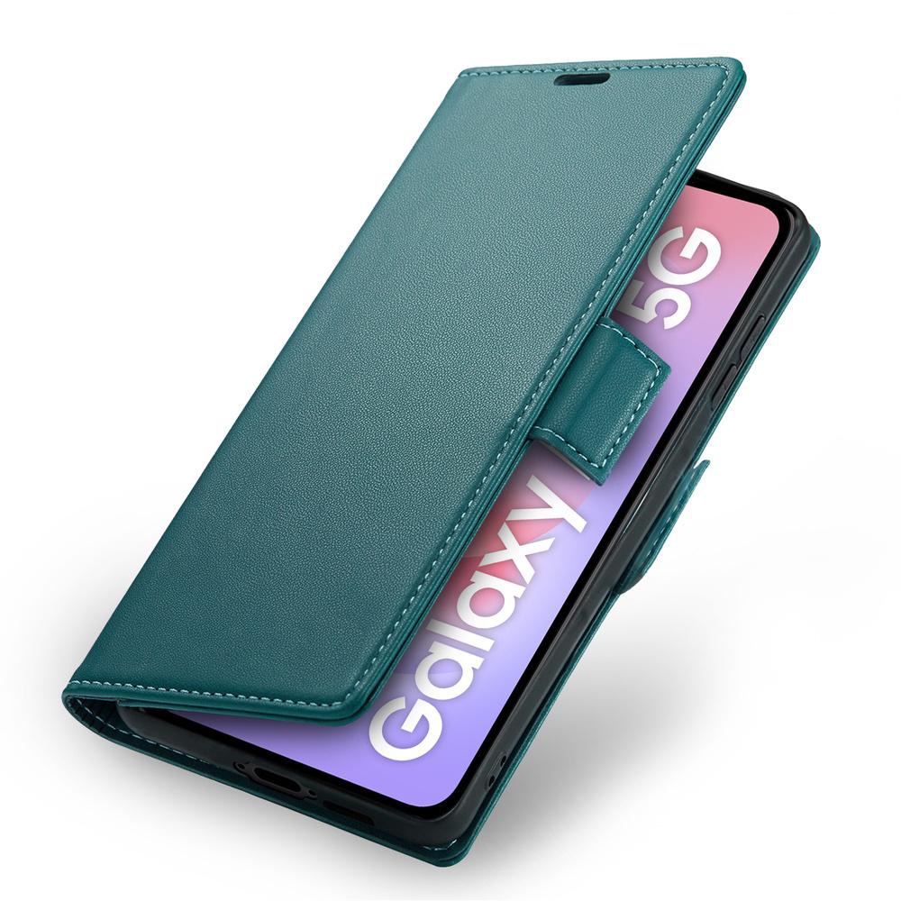 Samsung Galaxy A37 5G Case, ERBORD Glossy Litchi, Wallet with Flip, Green