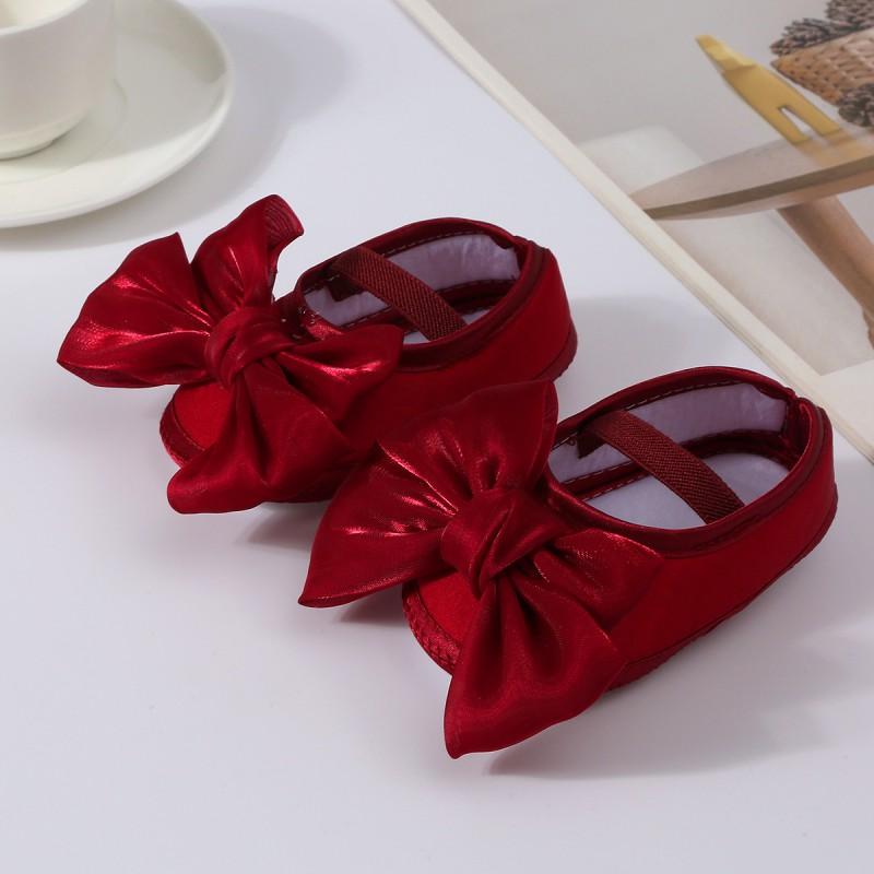 Туфли для девочки однотонные с бантиком для малышей 1-12 месяцев