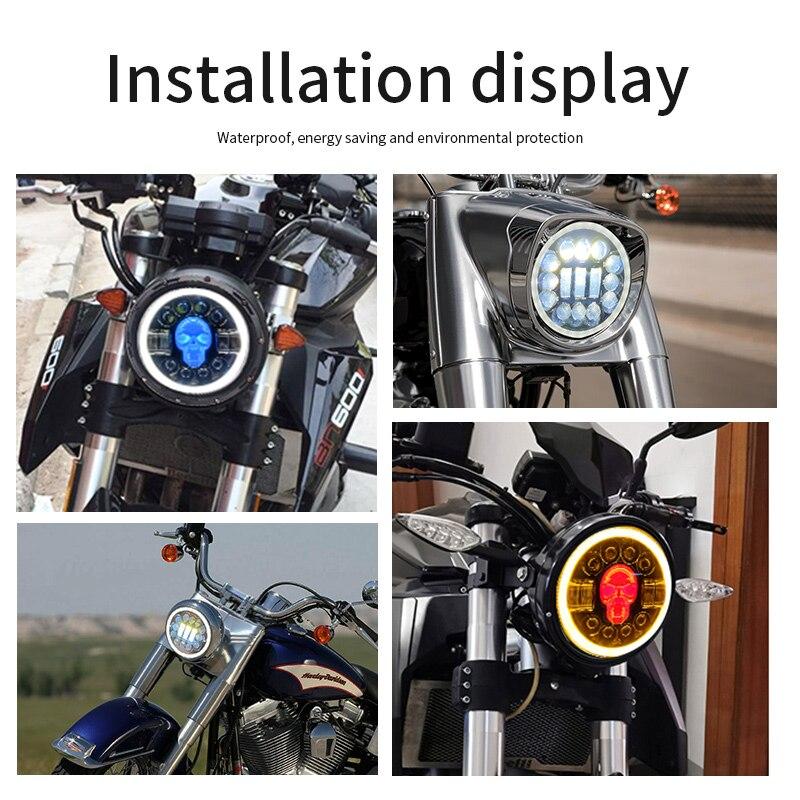 1 шт. 7 дюймов светодиодные фары ходовые огни череп ангельские глазки цвет Halo DRL 12 В 24 В для Wrangler 4x4 Niva внедорожный мотоцикл