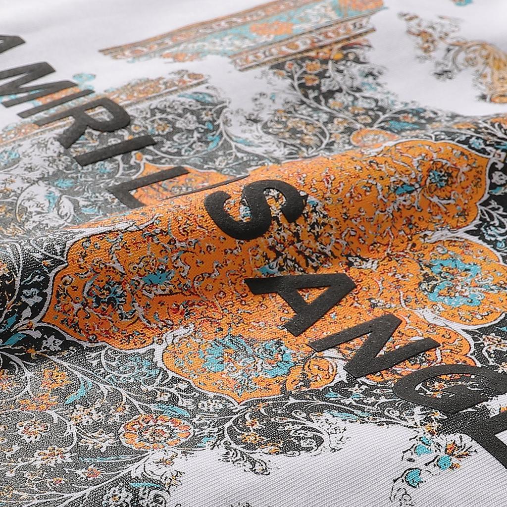 724 Amiri Лето 2025 Новая Мужская и Женская Свободная Хлопковая Футболка Большого Размера Высокого Качества Парная Футболка