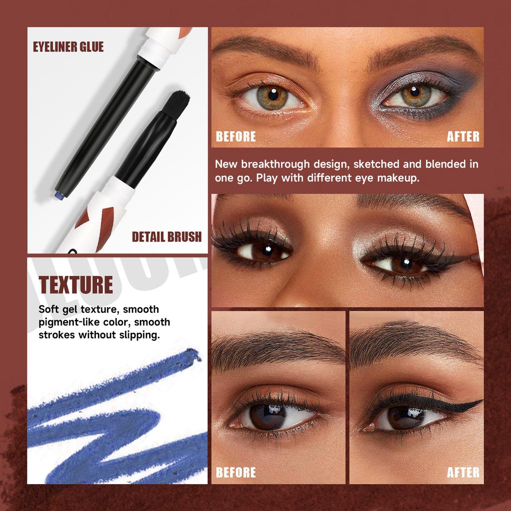 Набор подводки для глаз Smoky Eye Shadow, долговечная водостойкая, не размазывающаяся, шелковистая, гладкая, красочная, в стиле панк, дымчатый макияж с кисточкой