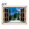 Landscape Picture Magnet 1/6Pcs Fake Window Fridge Magnet, Wooden Natural Scenery Refrigerator Nature View Magnetic Decoration for Kitchen Office