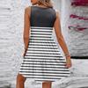 Женское летнее модное повседневное плиссированное платье без рукавов с v-образным вырезом и полосатым принтом