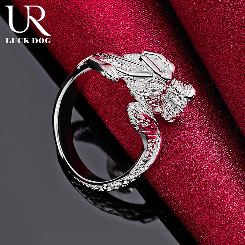 Кольцо с драконом из чистого серебра 925 пробы, модные свадебные украшения