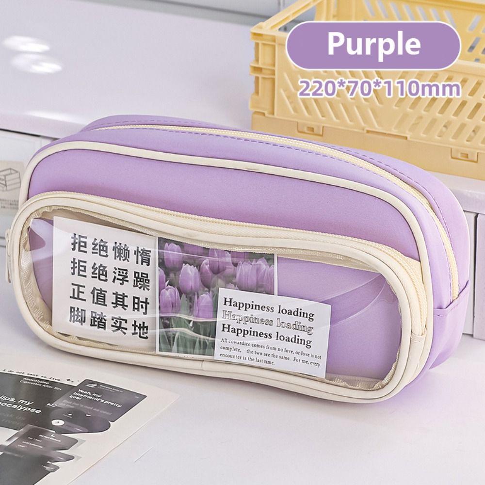 Dirt-resistant Pencil Case Double Layer Stationery Organizer Portable Pen Box  School Office