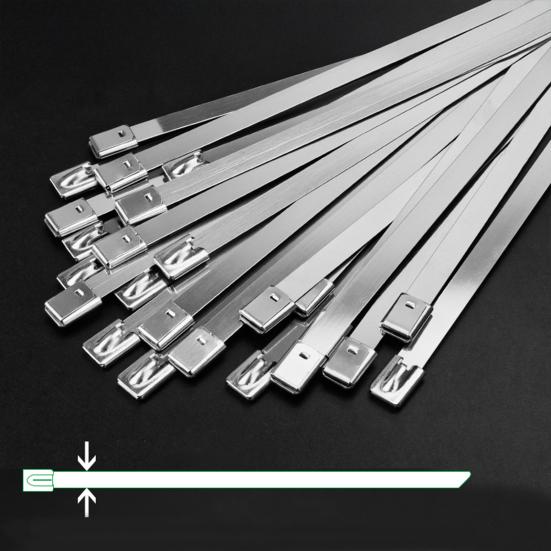 50 Pcs Metal Zip Ties Heavy Duty Stainless Steel Cable Ties for Outdoor Use Self-locking Wire Ties for Exhaust Wrap Chain Link Fence Parts