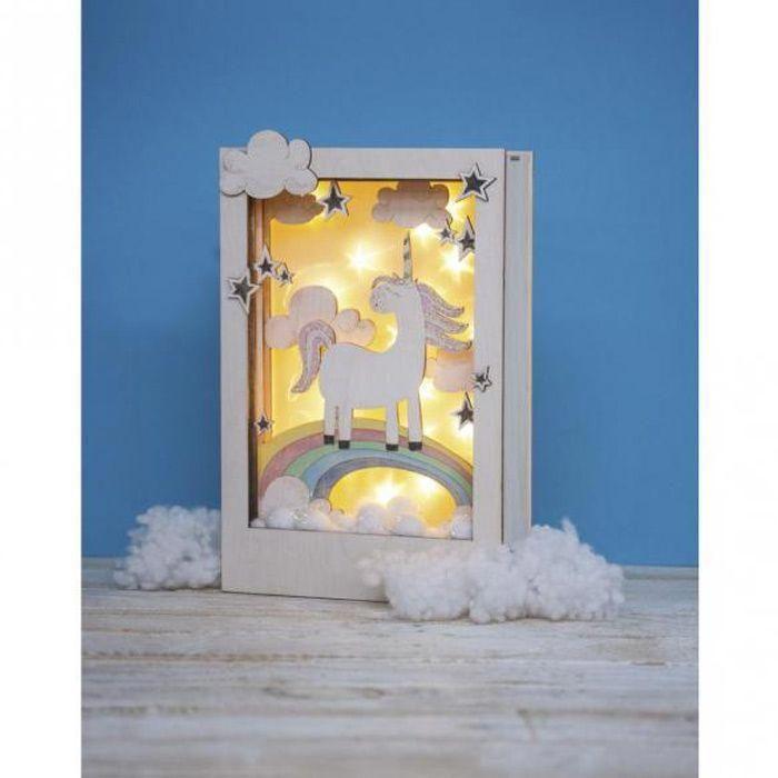 3D Wooden Frame - Rayher - Unicorn - 20x30x6.5 Cm - Creative Kit To Assemble - Mixed Children