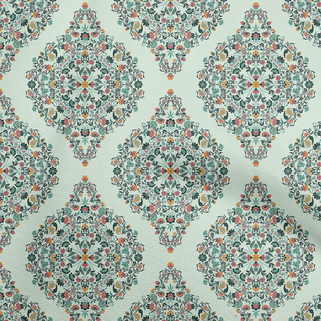 oneOone Cotton Flex Dusty Teal Green Fabric Asian Paisley Floral Dress Material Fabric Print Fabric By The Yard 40 Inch