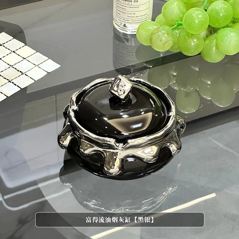BRLight Luxury Ashtray Living Room with Lid Anti Fly Ash Ceramic Cigar Ashtray Decoration Chinese Home Decoration Art Friend GiftEY