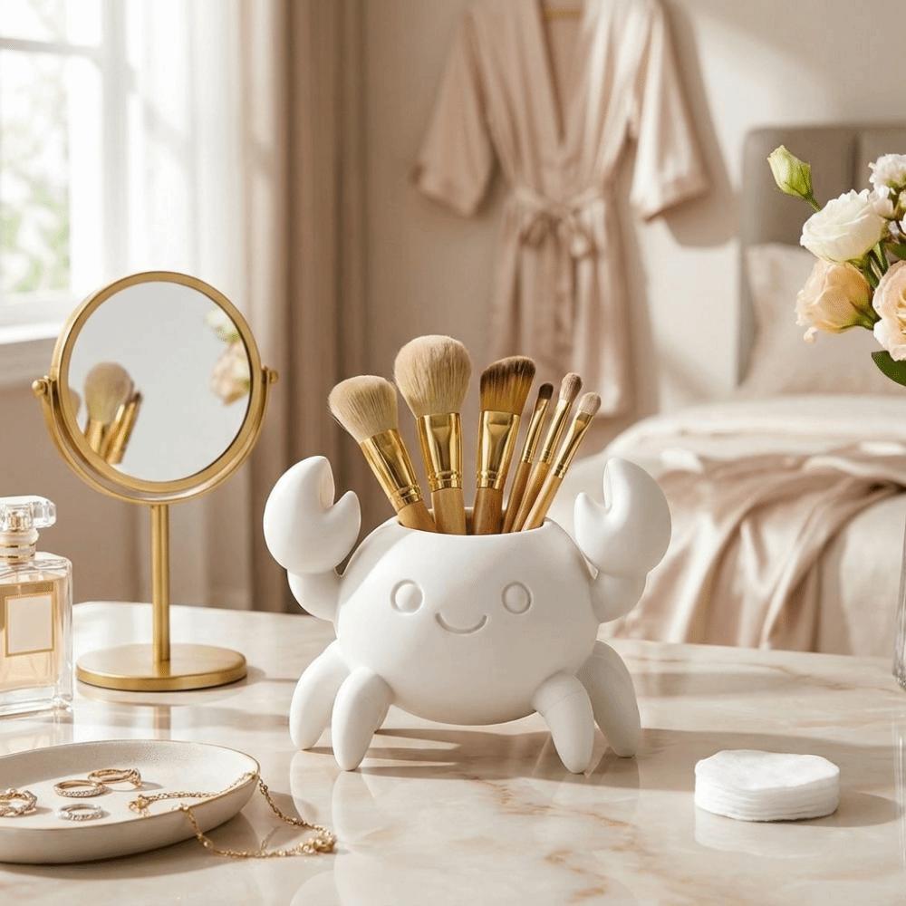 Handmade Crab Pen Holder 3D Printed Makeup Brush Holder Funny Desk Organizer Tea Table