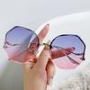 Rimless Sunglasses for Women/Men Colour Polygonal Large Frame Gradient Sunscreen Eyeglasses Gafas De Sol