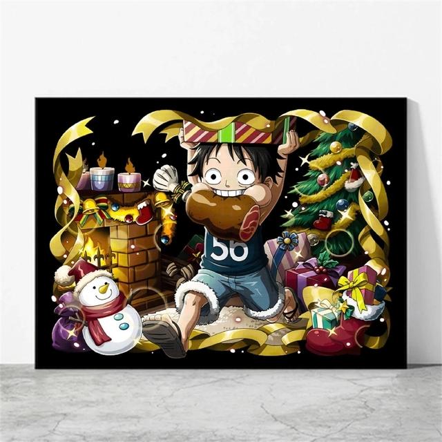 Холст, настенная живопись, полный набор Луффи, аниме, пудинг, рождественские украшения, принты и принтеры