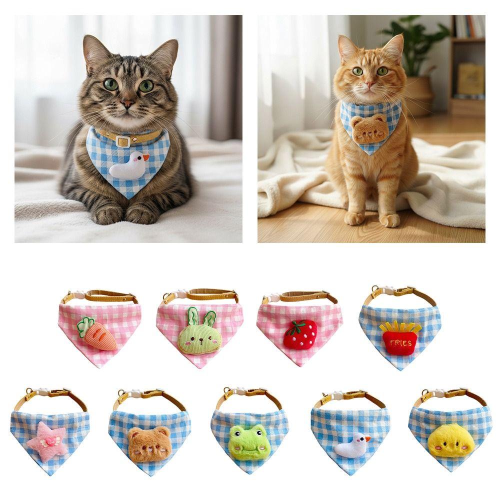 Cute Pet Triangle Bib Adjustable Cat Cartoon Bib Fashion Pet Water Scarf Cat
