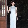 Elegant Sleeveless Chinese-Inspired Long Cheongsam Dress With Embroidery Vintage Style Women 2026