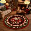 Christmas Round Area Rug Non Slip Decorative Carpet for Bedroom Living Room Washable Farmhouse Cozy Festive Home Decor