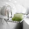 Wall Mounted Vacuum Suction Cup Soap Dish Self Draining Stainless steel Bathroom Sponge Holder No-Drilling Heavy Duty