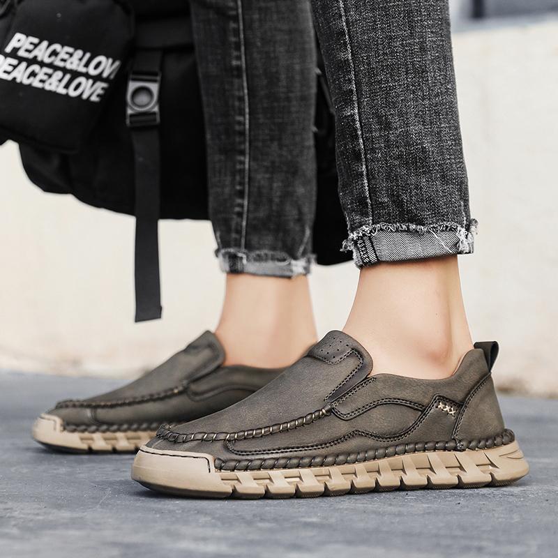 Новые мужские повседневные туфли, кожаные мокасины ручной работы, удобные мужские туфли, кожаные мокасины на плоской подошве, мужские кроссовки