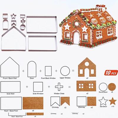 3D Рождественский пряничный домик, набор, форма для выпечки, кухонная форма из нержавеющей стали для печенья, формочки для печенья, детский инструмент для выпечки своими руками