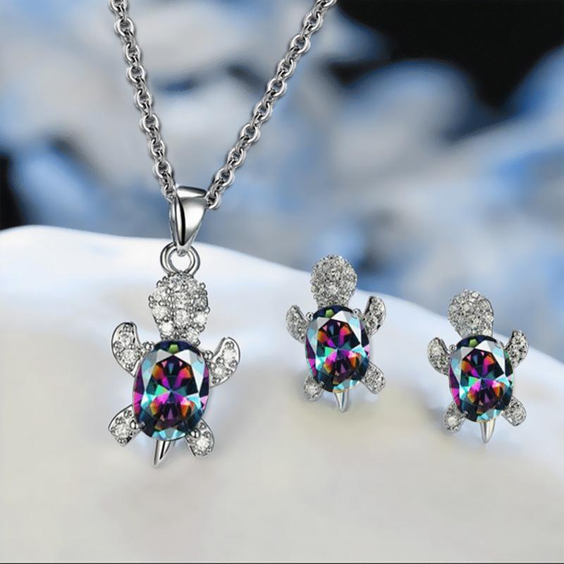 Tortoise Pendant Necklace Earring Set Niche Design Sense Female Jewelry