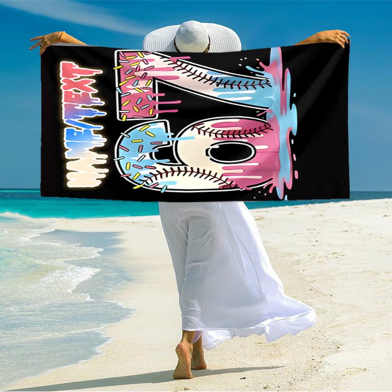 1PC Custom Name Baseball Party Beach Towel Highly Absorbent And Sand-Resistant Towel for Swimming, Pool, Yoga, And Travel Lightweight