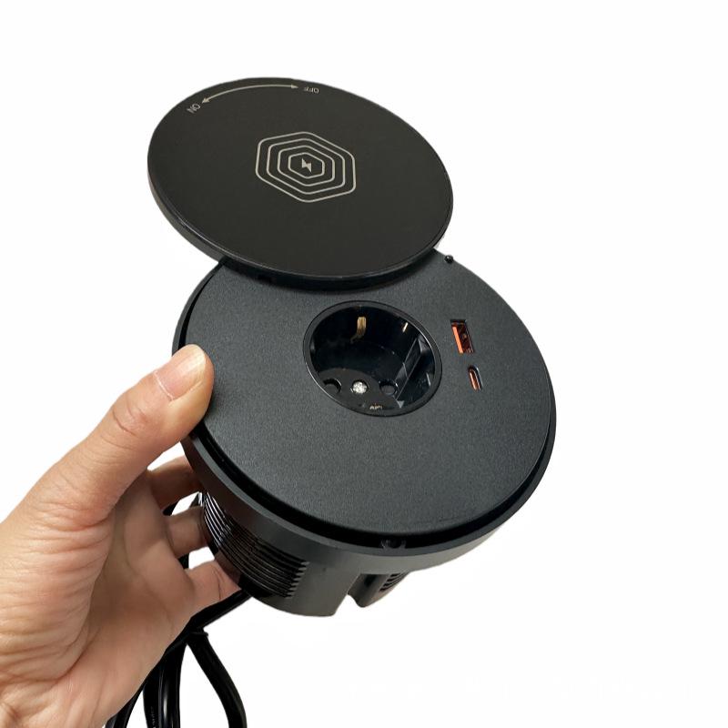 Rotating Desktop Wireless Charger with Multi-function Vertical Socket