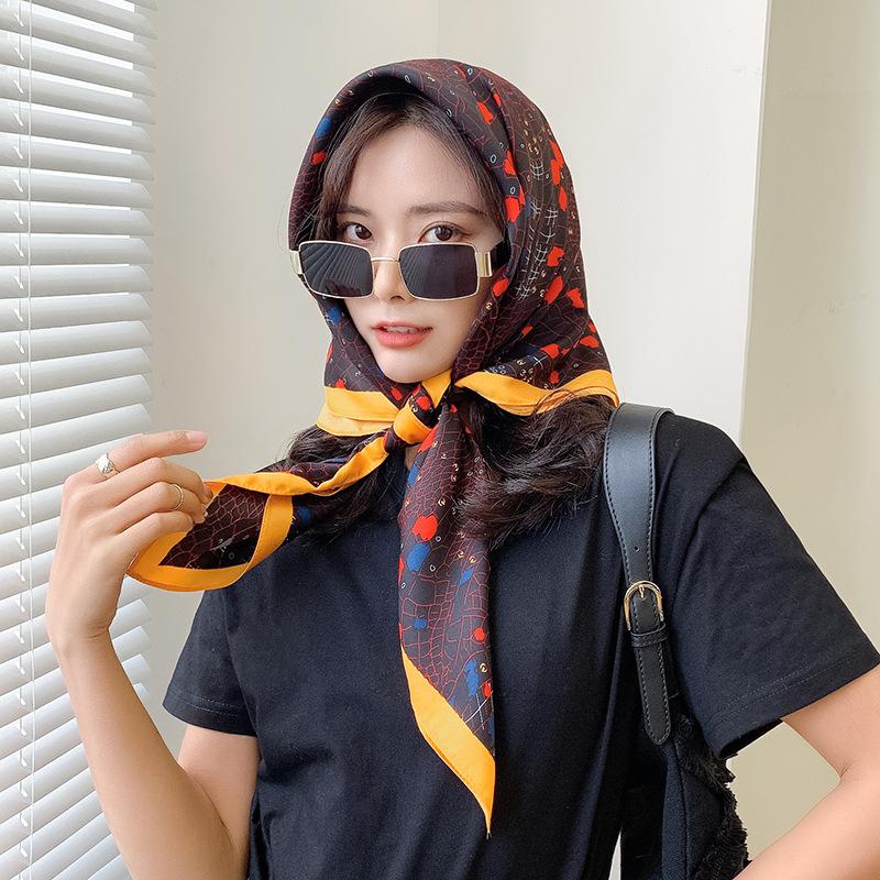 1116 spring new 91 square scarves women's elegant Korean version of twill silk fashion cashew print silk scarf decorative scarf