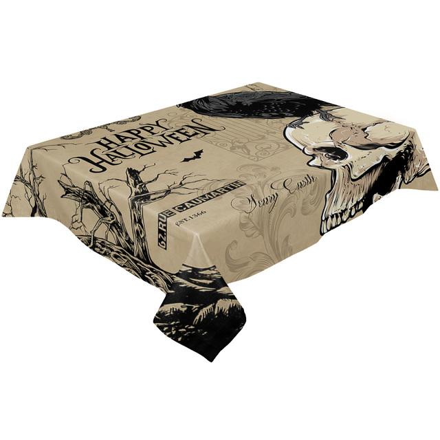 Скатерть со скелетом ворона на Хэллоуин, водонепроницаемая, для свадебной вечеринки, обеденный стол, прямоугольная скатерть, украшение кухни