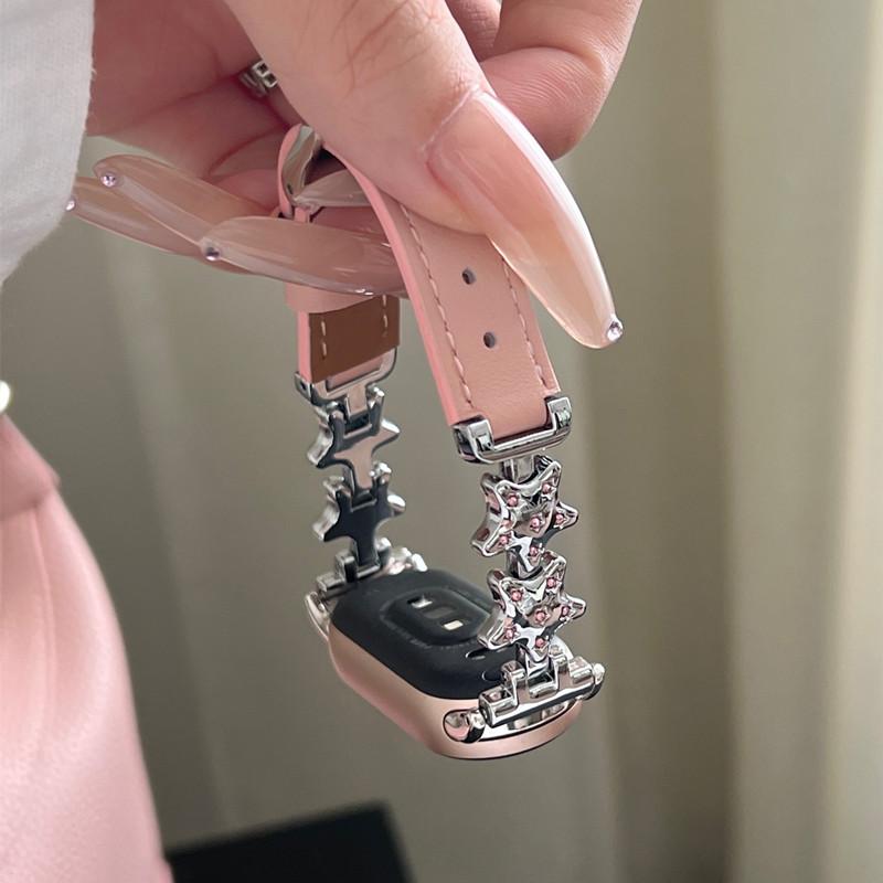 Роскошный кожаный ремешок-бабочка для Xiaomi Mi Band 9 8, ремешок для умных часов Mi Band 8 9 Pro, спортивный браслет, сменный красный ремешок для часов mi watch 4