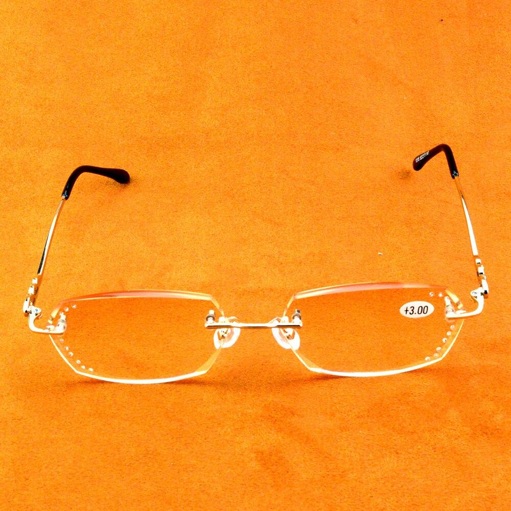 Модные женские роскошные очки для чтения с бриллиантами и режущими кромками, ультралегкие очки для чтения без оправы с футляром +1 +1,5 +2 +2,5 +3