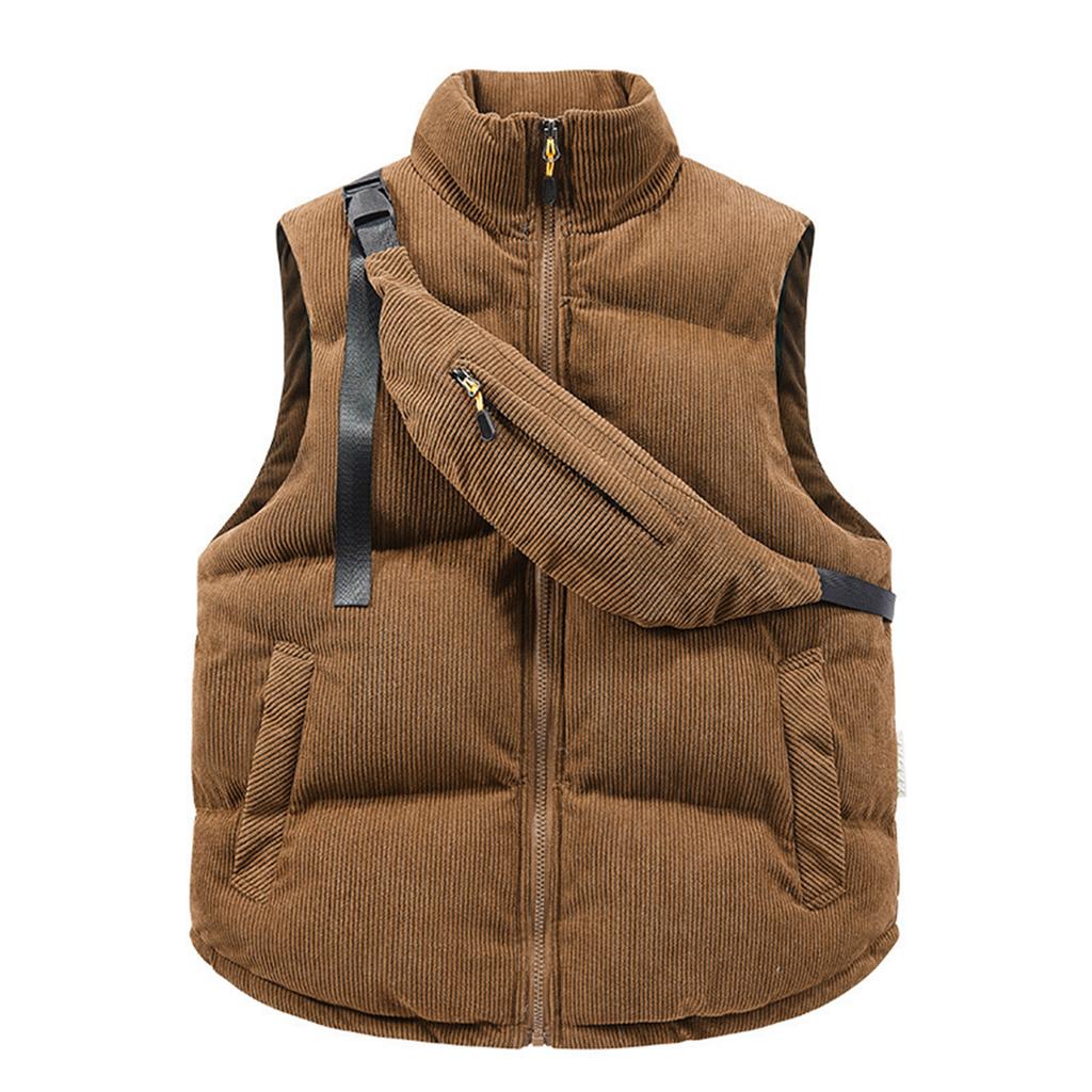 Winter Vest Fashion Waistcoat Sleeveless Men Warm Thick Jacket With Backpack Corduroy Men's Coats