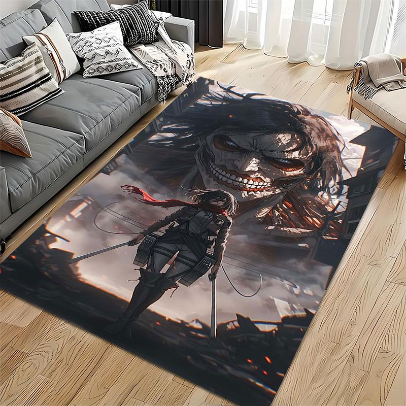 Warrior and Giant in Ruins suitable as a non-slip mat for the living room or bedroom sofa