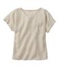 Премиальная стирающаяся льняная футболка с коротким рукавом, размер Япония, цвет ракушки, хаки, 1000132722, женская футболка L.L.Bean, полосатая, облегающая, маленькая, полоска, многоцветный,