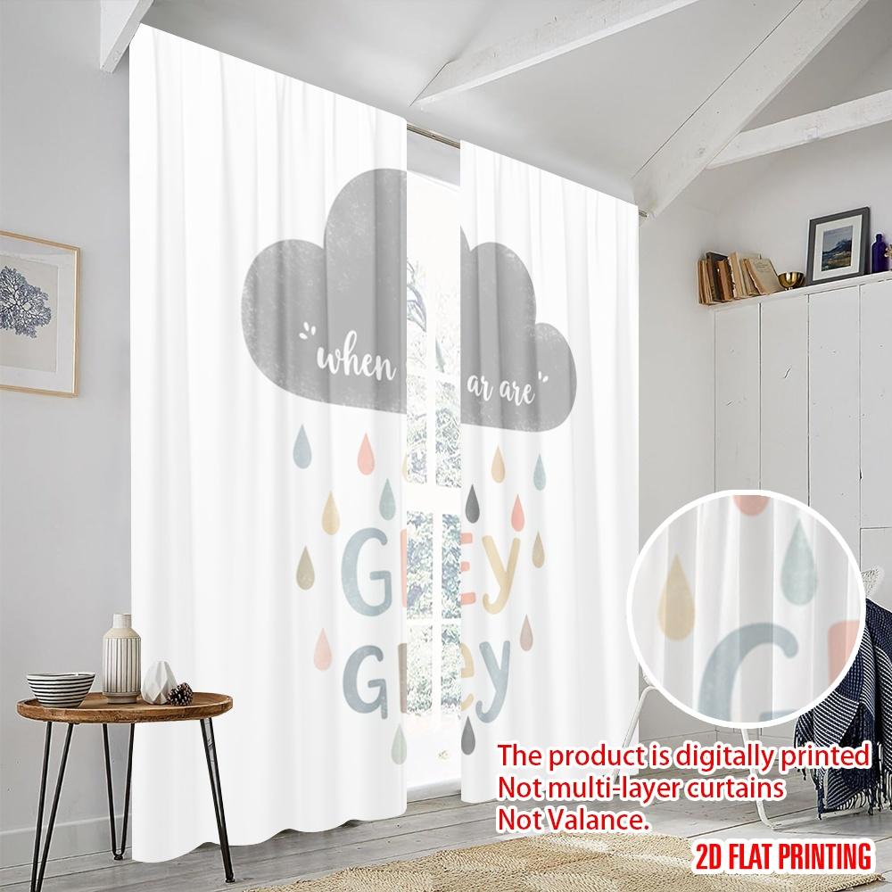 2 шт. 2D плоская печать Праздничные шторы Облако Дождь Радужный цвет Полиэстер Без электричества 0 Использование для стендов Студийный реквизит