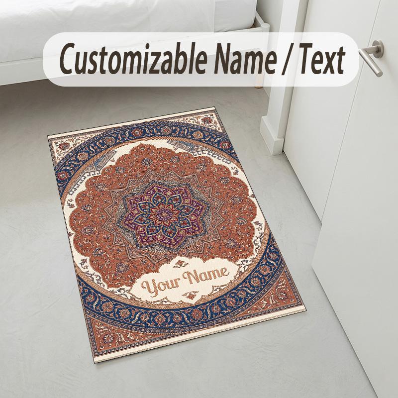 Office Team Theme Soft Crystal Velvet Rug Custom Name & Text Print Non Slip Floor Rug for Bedroom Living Room