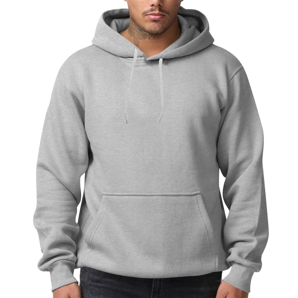 Men's Solid Color Fleece Hoodie Long Sleeve Pocket Loose Hoodie Top