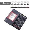 12Pcs/set 2H-8B Metal Box Wooden Lead Pencils Set Packed Professional Drawing Journal Writing Pencils Smooth Use Pre-sharpened