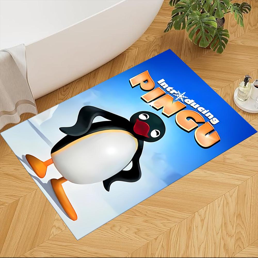 Pingu Arctic Adventure Washable Door Mat Compact Foldable Construction Stain-resistant Surface Office & Lounge Rug Minimalist Modern Style