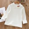 Girls' Winter Velvet Lace Turtleneck Knit T-Shirt