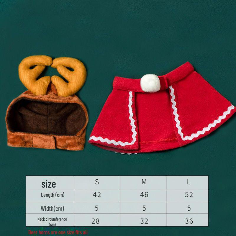 Рождественский комплект из накидки и шапки для питомца: Теплая праздничная одежда для кошек и маленьких собак
