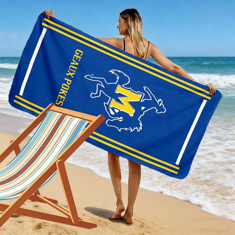 McNeese State Cowboys Print Beach Towel, Large Soft Quick Dry Towel for Beach Camping Swimming