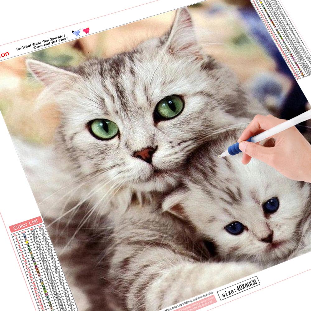 5D DIY Полный дрель Алмазная картина Животные Кошка Вышивка крестом Вышивка Стразы Мозаика