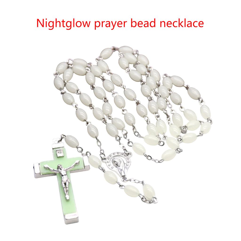 Католические четки с бусинами и светящимся крестом, религиозные украшения для христианских игроков, крещение, медитация