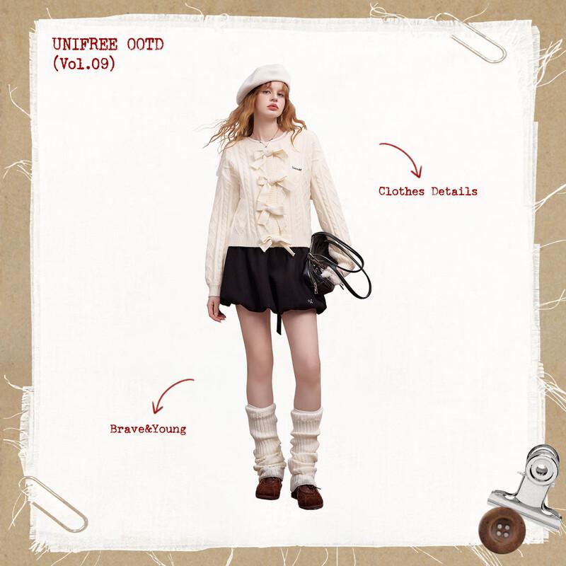 UNIFREE Sweet Style Round Neck Knit Cardigan