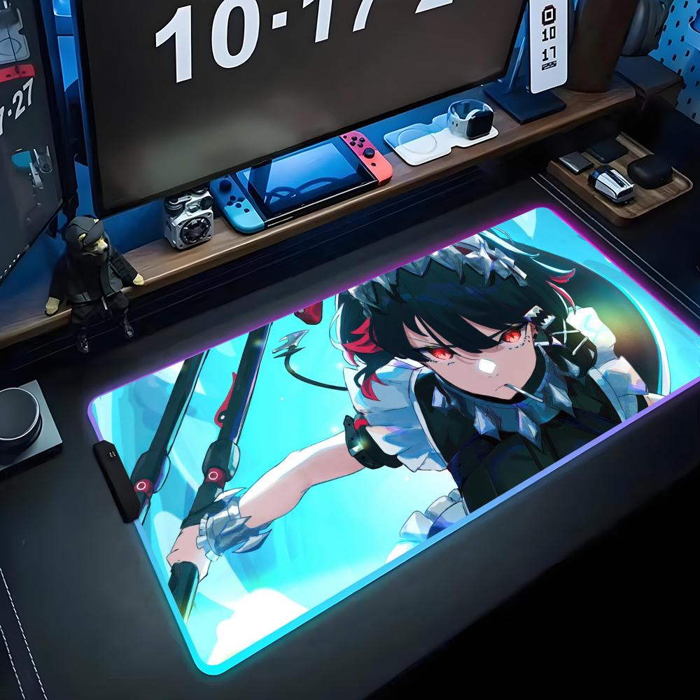 Zenless zone zero Коврик для мыши RGB Игровой коврик для мыши Большой светодиодный коврик Настольный коврик для ПК Светящийся коврик для мыши Большие коврики для клавиатуры Настольный ковер С