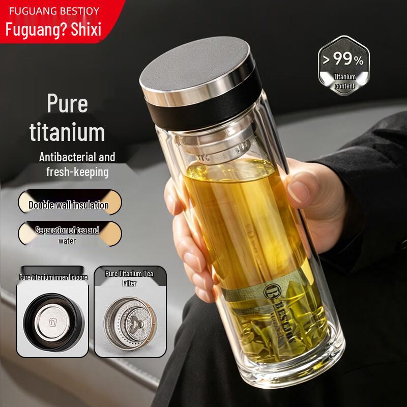 FUGURNG BESTJOY Двухслойная стеклянная кружка-заварник из боросиликатного стекла