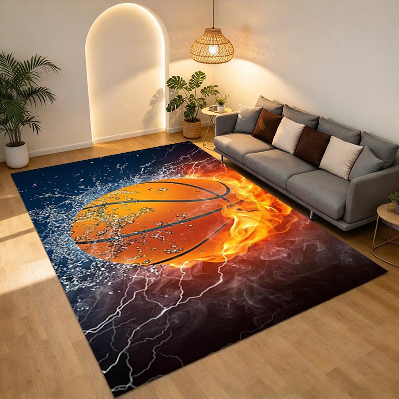 Basketball Fire Living Room Nonslip Area Rug Soft Carpet For Bedroom Game Playroom Sofa Office Home Decor Doormat Christmas Gift C9301401