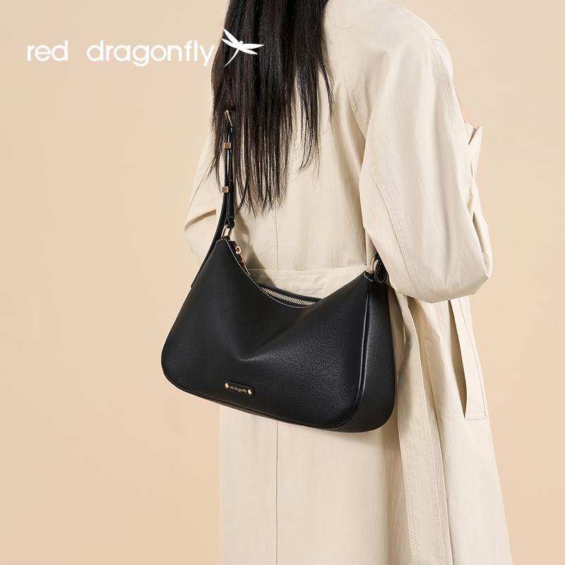 Red Dragonfly New 2026 Fashion Shoulder Bag Solid Color Large Capacity Versatile Tote Bag