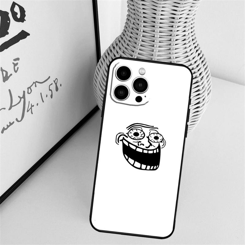 Чехол для телефона с мемом Troll Face для iPhone 16 Pro Max 14 13 12 11 15 17 Pro Max mini 15 16 Plus 16e Задняя крышка