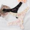 English Letters Ice Silk Sexy Girl Thong Panties Smooth Seamless Low Waist Pure Desire Women's Panties