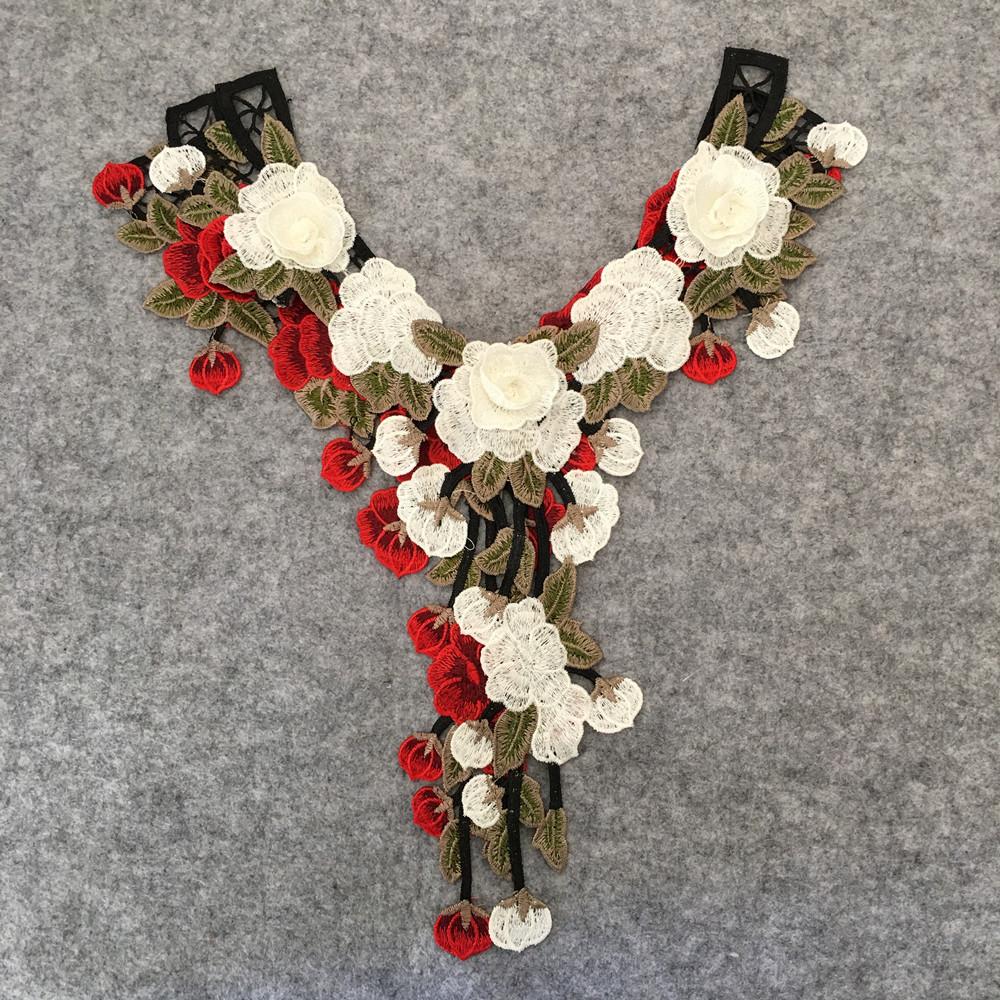 Новый 3D вышитый красный полый кружевной DIY аксессуары для одежды тканевый патч